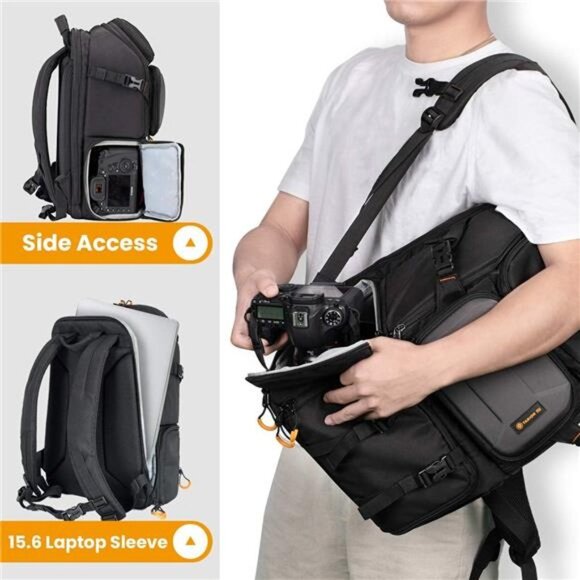 Pro Camera Backpack Large Camera Bag with Laptop Compartment Tripod Holder - Picture 4 of 7